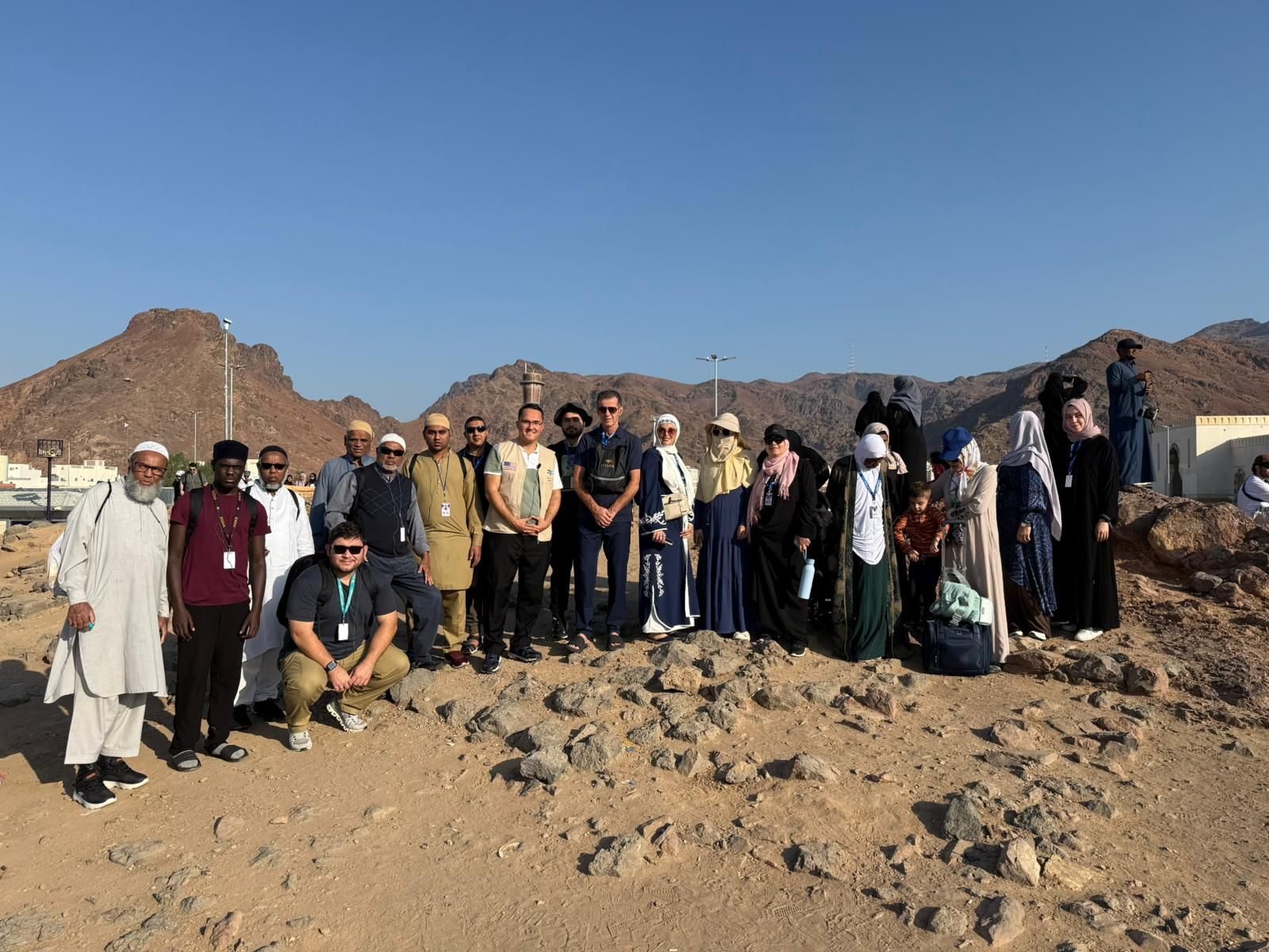 The group at Mount Uhud with the Hisar Tour team