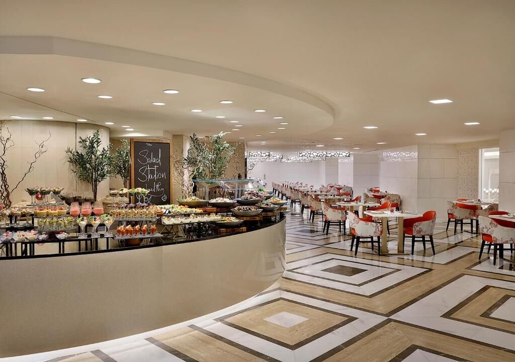 Restaurant and salad station at Rotana Jabal Omar