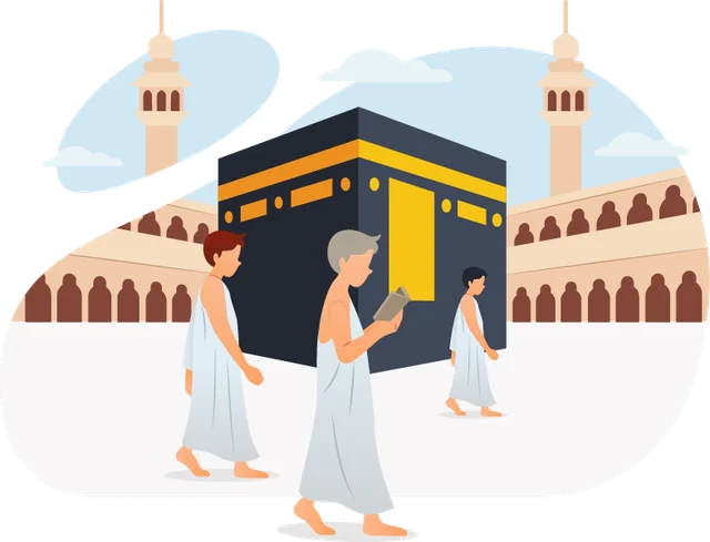 Pilgrims performing tawaf around the Kaaba
